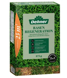 Dehner Rasensamen Rasen-Reparatur Saatgut, für strapazierfähigen Rasen, versch. Größen, 0,88 kg, Dünger, schnell keimend, pflegeleicht, FSC-zertifizierte Verpackung – Produktbild 1 von 1