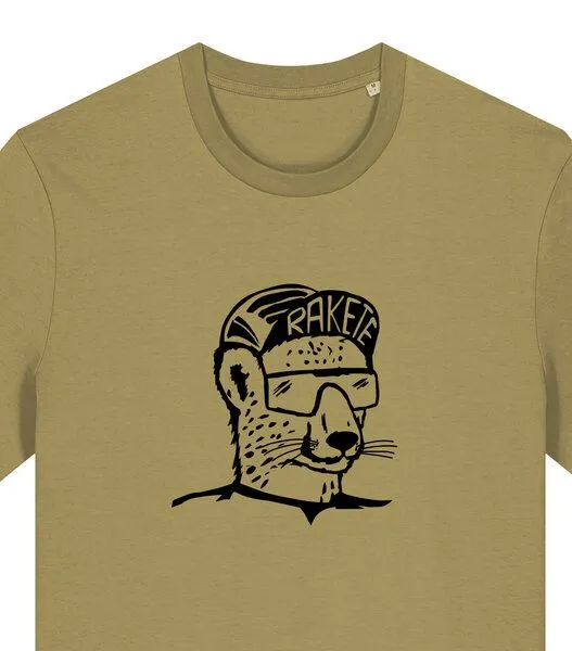 päfjes päfjes Gepard die Rakete Fahrrad Gravel - Unisex Männer Bio Unifarben T-Shirt, Faded olive (grün), – Produktbild 3 von 4