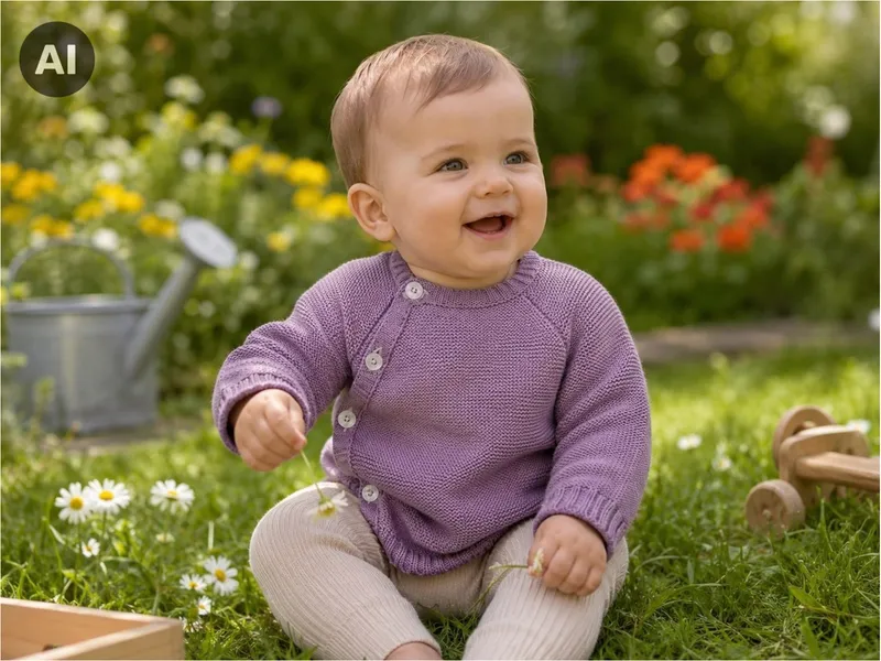 Reiff Strickwaren Reiff Strickwaren Baby Jacke Schlüttli Bio-Merinowolle, Lila, – Produktbild 2 von 2