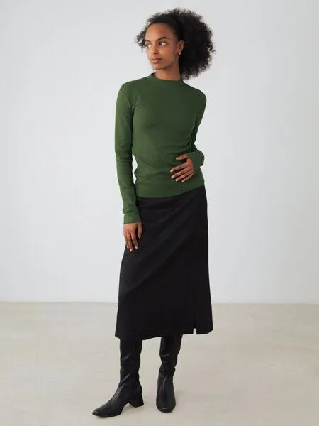 Honest Basics Honest Basics Damen Langarm Shirt mit Stehkragen aus Bio- und recycelter Baumwolle, Holunder, – Produktbild 4 von 4