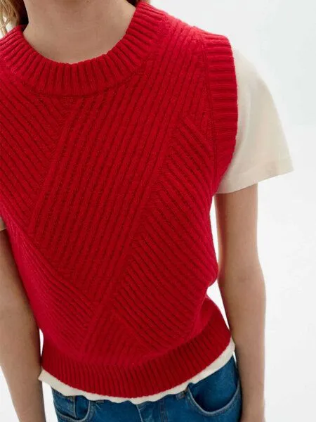 thinking mu thinking mu Damen Weste - Kaia Knitted Vest - aus Wolle, Red (rot), – Produktbild 4 von 4
