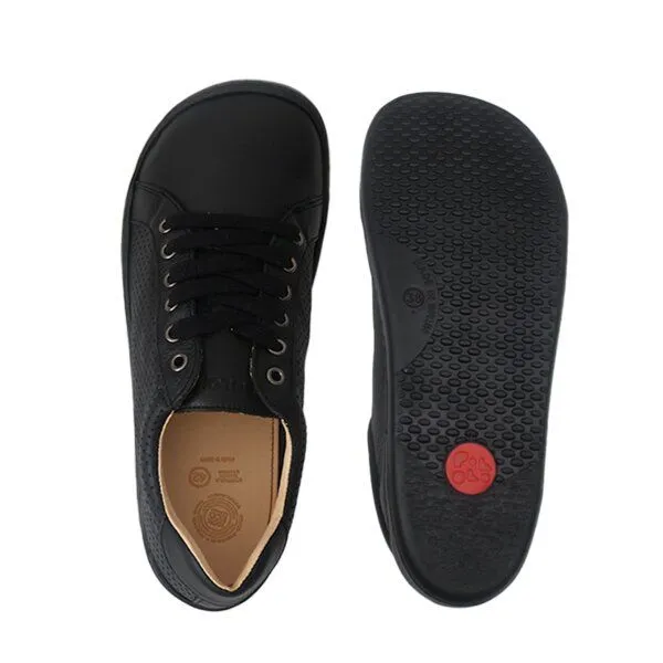 Pololo Pololo Plus perforierter Barfuß Sneaker für Erwachsene, chromfrei gegerbtes Leder, Schwarz, – Produktbild 3 von 4