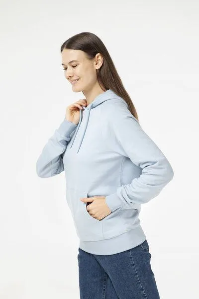 Evermind Evermind Unisex Raglan Hoodie aus Bio-Baumwolle, Blauer nebel, – Produktbild 3 von 4