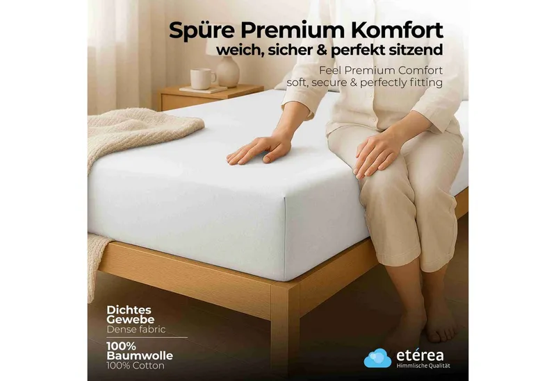 etérea Himmlische Qualität Spannbettlaken etérea Comfort Jersey 2er Set Spannbettlaken, Jersey, Gummizug: rundum, (2 Stück), Weiß, – Produktbild 2 von 5