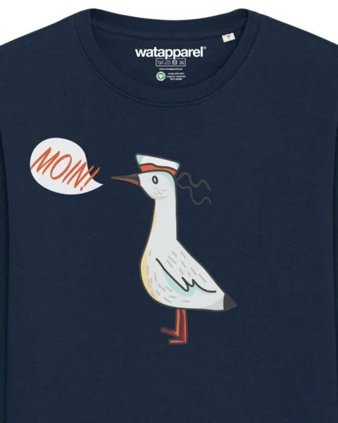 watapparel watapparel Sweatshirt Unisex Moin Seagull, French navy, – Produktbild 3 von 4