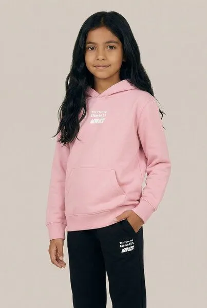 THE FACE OF ELEMENTS THE FACE OF ELEMENTS Playful Color Rush - Relaxed Fit Kids Hoodie aus 100% Bio-Baumwolle, Soft rose (rosa), – Produktbild 2 von 4