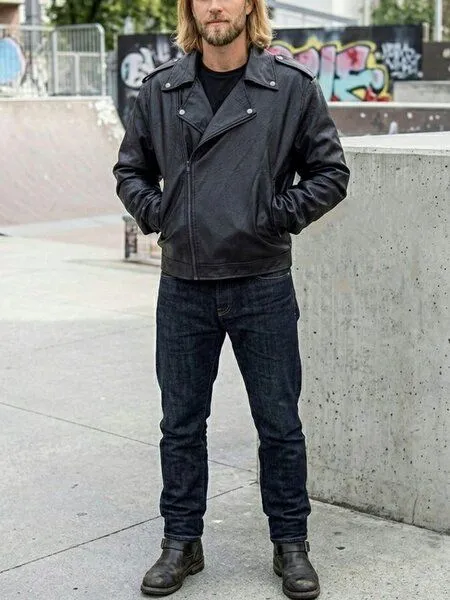 Will's Vegan Shop Will's Vegan Shop Biker-Jacke aus schwarzem veganem Nappa für Herren, Schwarz, – Produktbild 1 von 1