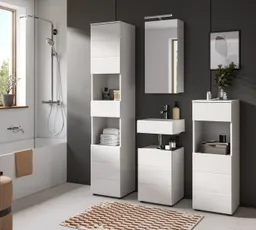 Inn.Furn Badkommode Larik (Badschrank in weiß Hochglanz, 38 x 106 cm), mit Vollauszug-Schubkasten – Produktbild 1 von 1