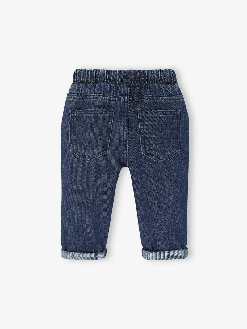 Vertbaudet Baby Jeans mit Dehnbund BASIC, Dunkelblau, – Produktbild 3 von 5