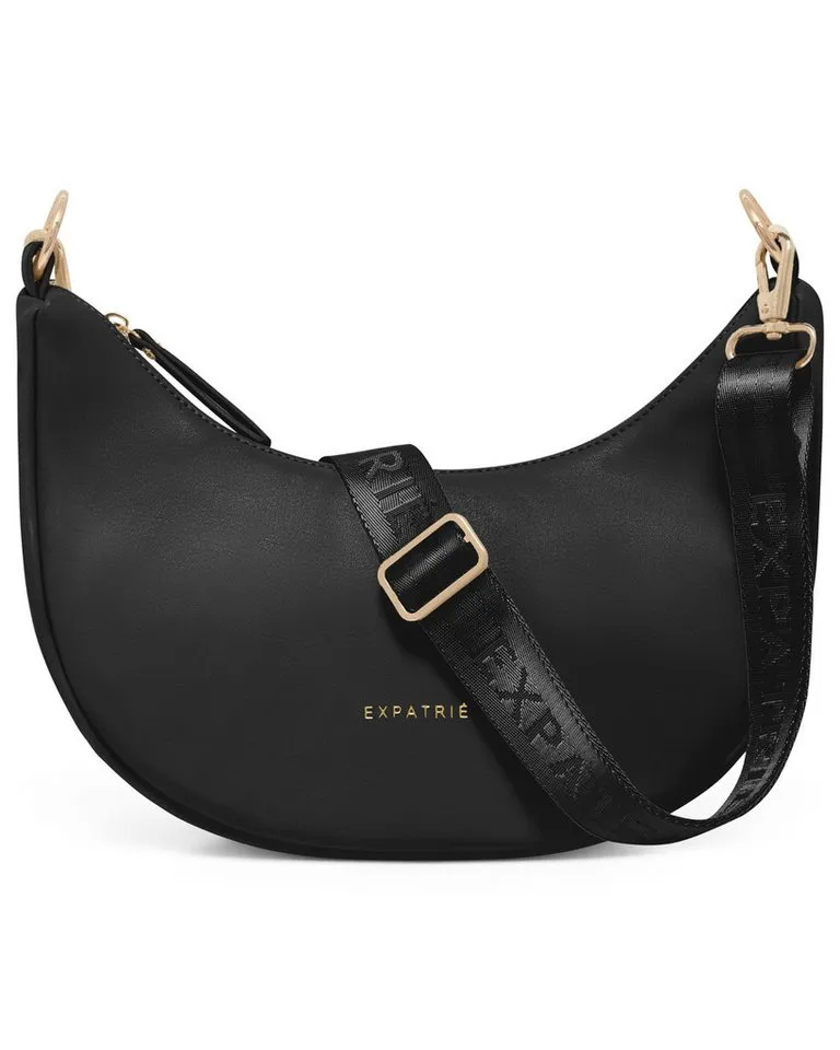 Expatrié Umhängetasche Lea Small Half Moon Bag Schultertasche, Elegante Crossbody Bag in Halbmond Form, Wasserabweisend, Schwarz, – Produktbild 1 von 5