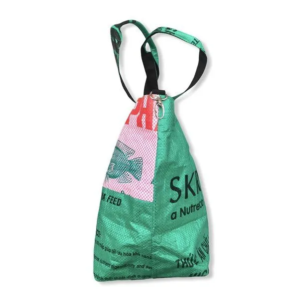 Beadbags Beadbags Tragetasche Ri1 recycelter Reissack, Rosa/dunkelgrün, – Produktbild 3 von 4