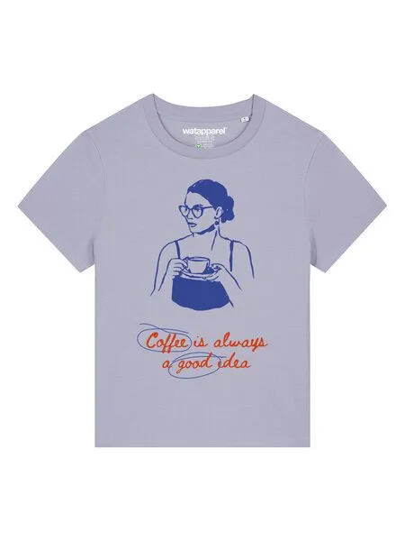 watapparel watapparel T-Shirt Frauen Coffee is a good idea, Lavender, – Produktbild 2 von 4