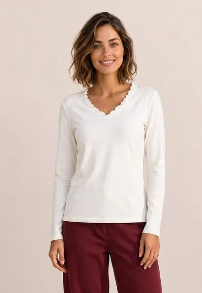 LANA Organic LANA Organic Bio Baumwollshirt, Modell Conny, Ecru, – Produktbild 1 von 4