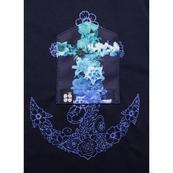 FÄDD FÄDD Damen T-Shirt Rundhals aus Bio-Baumwolle "ANKERBLUME BT", Navy (blau), – Produktbild 3 von 3