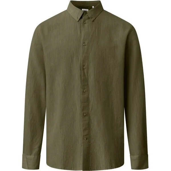KnowledgeCotton Apparel KnowledgeCotton Apparel Leinenhemd - Custom fit linen shirt, Grün (burned olive), – Produktbild 2 von 3