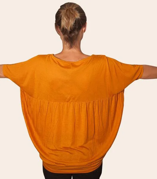 päfjes päfjes Basic - Fair gehandeltes, kurzarm Frauen Flow T-Shirt aus Modal, Orange, – Produktbild 3 von 3