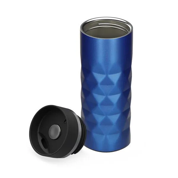 elasto elasto Edelstahl Thermobecher Diamond - 450 ml - auslaufsicherer Verschluss, Ultramarin blau, – Produktbild 3 von 4