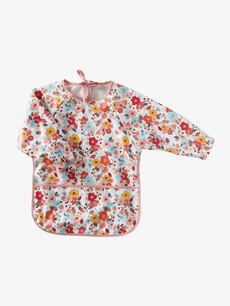 Vertbaudet Bedrucktes Baby Ärmellätzchen mit Auffangtasche, Pudrig rosa, – Produktbild 3 von 3