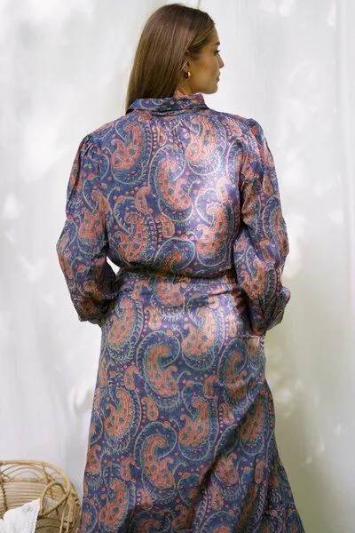 Haus of Namaste Haus of Namaste Paisley-Rock in Orange und Blau, 100 % Baumwolle, handbedruckt, nachhaltiger veganer Rock. – Produktbild 2 von 4
