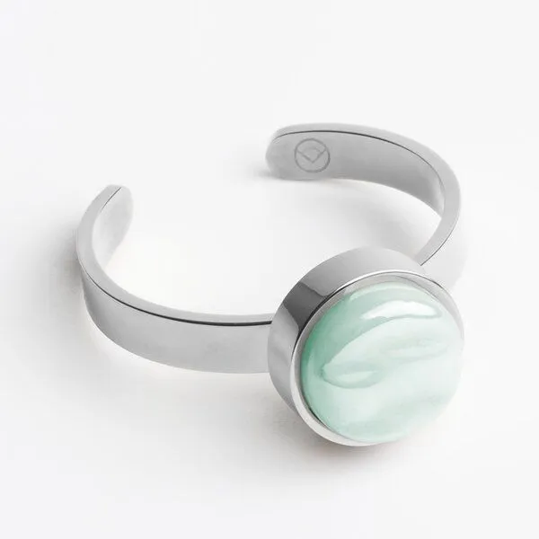 ALEXASCHA ALEXASCHA Größenverstellbarer Ring mit Stein, Minzgrün, – Produktbild 1 von 4