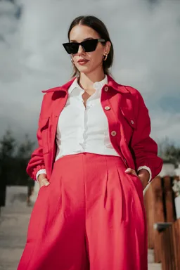 De IONESCU De IONESCU Damen vegan Hose Mit Hoher Taille Von Deva In Fuchsia – Produktbild 1 von 1