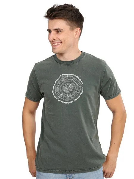 Life-Tree Life-Tree Shirt aus Biobaumwolle Fairwear für Herren "Treeslice" in Washed White/Blue/Red/Green, Grün, – Produktbild 1 von 5