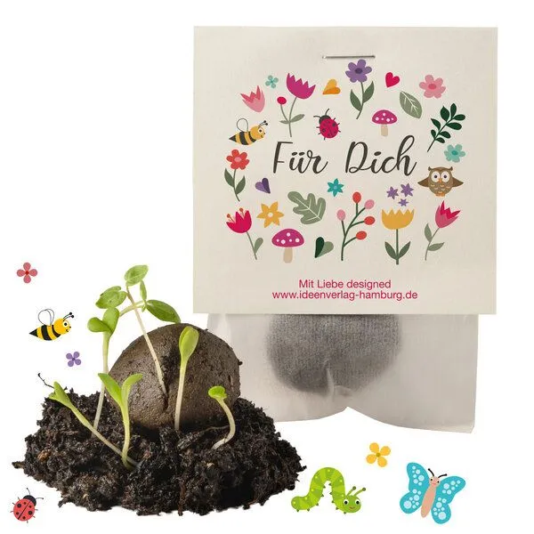Ideenverlag Hamburg Ideenverlag Hamburg 10 x „Für Dich“ Samenbomben im Tütchen mit Wildblumensaatgut – Produktbild 3 von 4