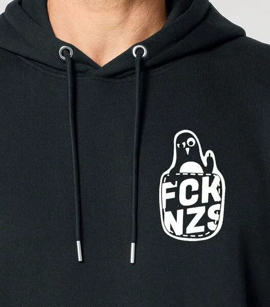 päfjes päfjes Pinguin Paul mag keine Nzs - Fair Wear Unisex Hoodie / Pulli, Schwarz, – Produktbild 3 von 4