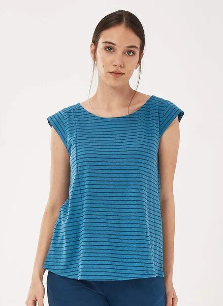 ORGANICATION ORGANICATION T-Shirt aus Bio-Baumwolle mit Leinen, Ocean/navy, – Produktbild 1 von 4
