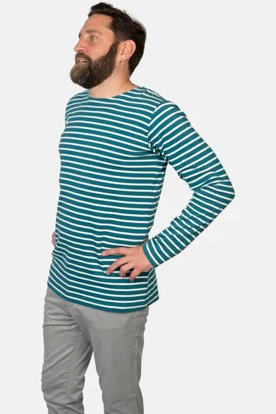 Hanseheld Hanseheld Streifenshirt Herren Petrol-Natur Langarm GOTS Organic, Natural, – Produktbild 8 von 8
