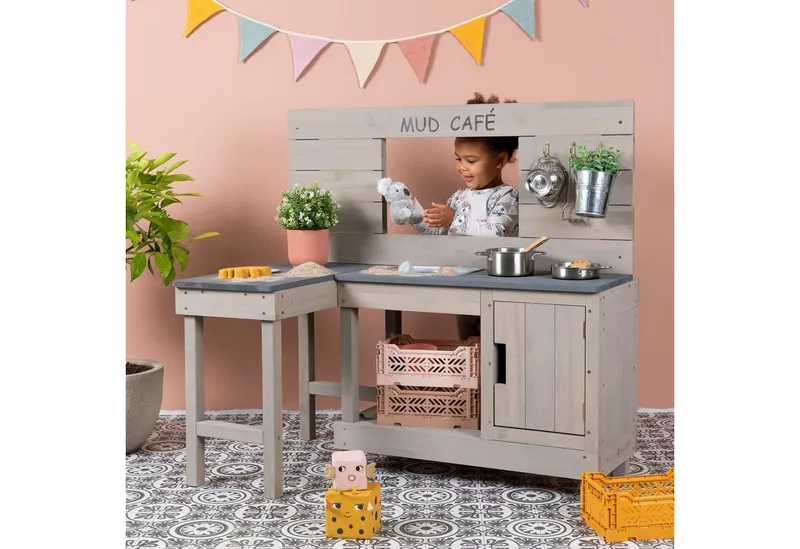 MUDDY BUDDY MUDDY BUDDY Outdoor-Spielküche Matschküche Coffee Corner Holz, Grau, – Produktbild 4 von 4