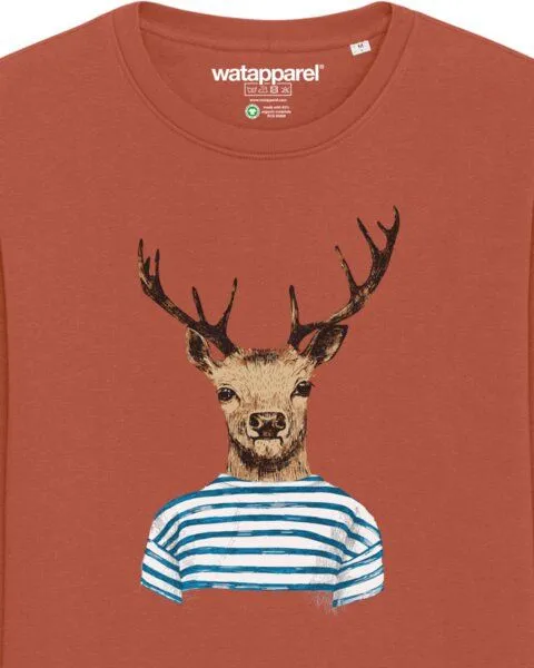 watapparel watapparel Sweatshirt Unisex Hirsch, Heritage brown, – Produktbild 3 von 3