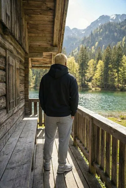 THE FACE OF ELEMENTS The Face of Elements Essential - Regular Fit Hoodie aus 100% Bio-Baumwolle, Black (schwarz), – Produktbild 2 von 3