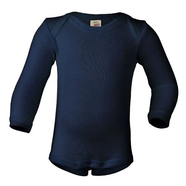Engel Engel Natur Uni Baby-Body Langarm Schurwolle Seide, Marineblau, – Produktbild 1 von 3