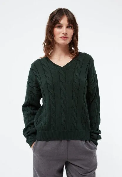 Givn Berlin Givn Berlin Strickpullover GBRAMEA mit Zopfmuster aus Bio-Baumwolle, Bottle green, – Produktbild 1 von 4