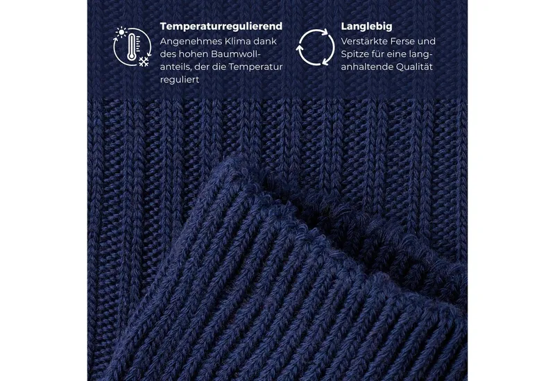 von Jungfeld von Jungfeld Socken Merino Merinowolle 35-46 Unisex (1-Paar, 1 Paar) Winter Thermosocken Damen & Herren Wandersocken, Blau, – Produktbild 3 von 5