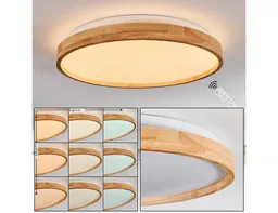 hofstein Deckenleuchte dimmbare Deckenlampe aus Metall/Bambus/Kunststoff in Weiß/Natur, LED wechselbar, 3000 - 6000 Kelvin, LED Leuchte(39cm), 2500 Lumen, 3000 -6000 Kelvin, inkl. Fernbedienung – Produktbild 1 von 1
