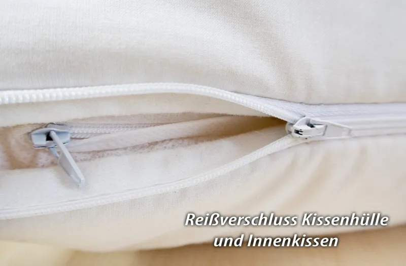 franknatur Kopfkissen Kissen Nadia-2, Füllung: 100% Schurwolle, Bezug: 100% Baumwolle kbA, Kopfkissen in der Höhe anpassbar, Beige, – Produktbild 2 von 5