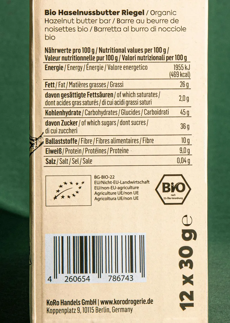 KoRo Bio Nut Butter Bar Hazelnut 12 x 30 g – Produktbild 4 von 5