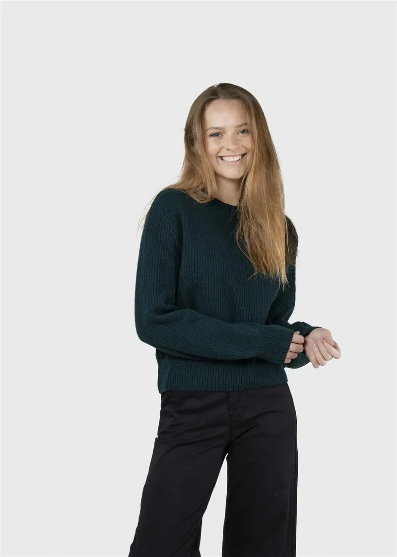 Klitmøller Merino-Pullover Modell: Gerda, Moss green, – Produktbild 1 von 1