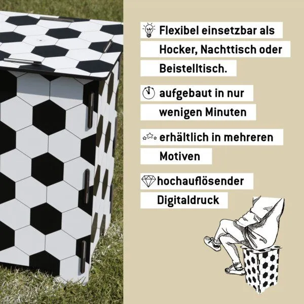 WERKHAUS WERKHAUS Photohocker - Fußballmuster – Produktbild 3 von 6