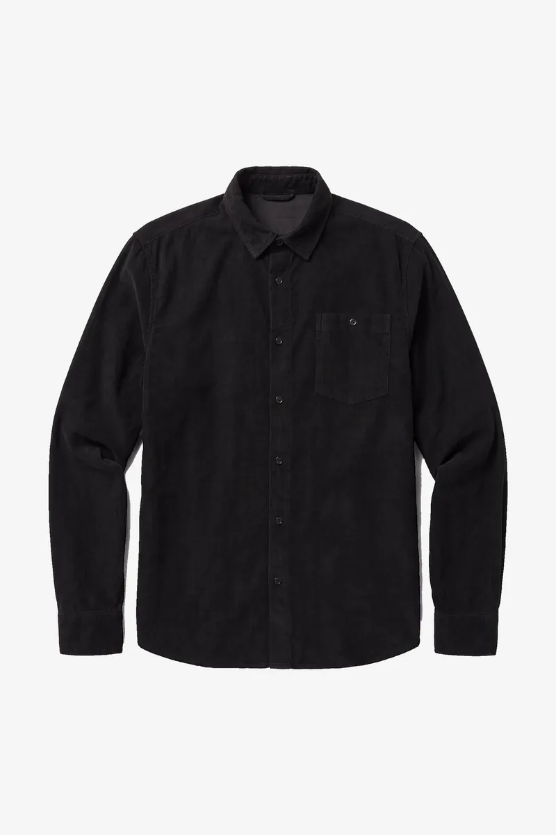 KnowledgeCotton Apparel KnowledgeCotton Apparel Herren vegan Hemd Regular Passform Cord Schwarz Jet, Schwarz, – Produktbild 1 von 2