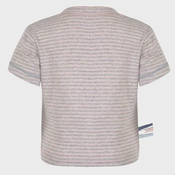 OrganicEra Baby S/S T-shirt Gestreift 'OrganicEra' aus Bio-Baumwolle, Rose melange (rose), – Produktbild 3 von 5