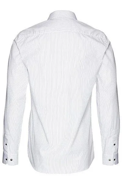Wunderwerk Wunderwerk Herrenhemd aus Bio-Baumwolle "Metro shirt slim stripe male", Weiß (white with grey 13), – Produktbild 4 von 4