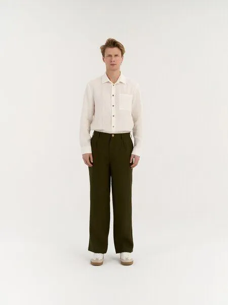 AmourLinen AmourLinen Klassische Leinenhose für Herren CEDAR, Deep olive (grün), – Produktbild 1 von 3