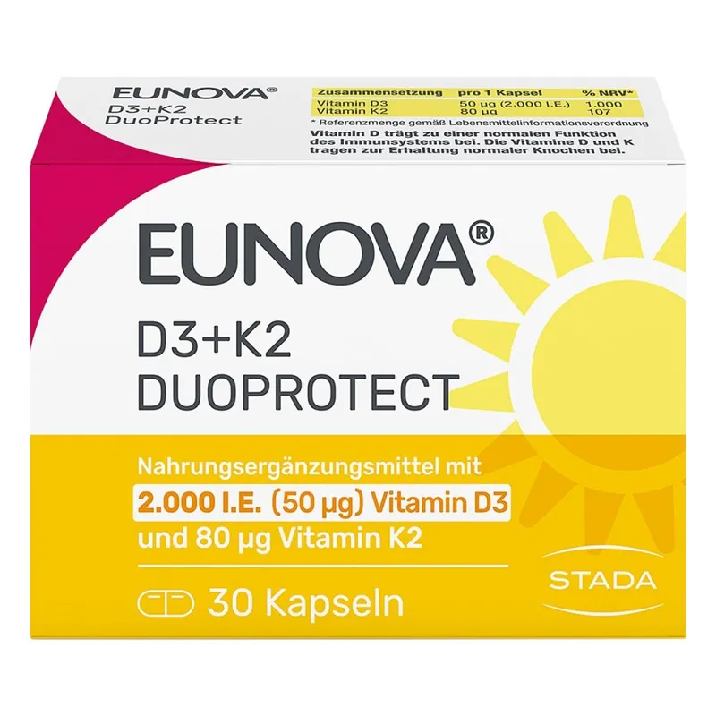 Eunova Eunova DuoProtect Vitamin D3+K2 2000IE/80UG – Produktbild 2 von 3