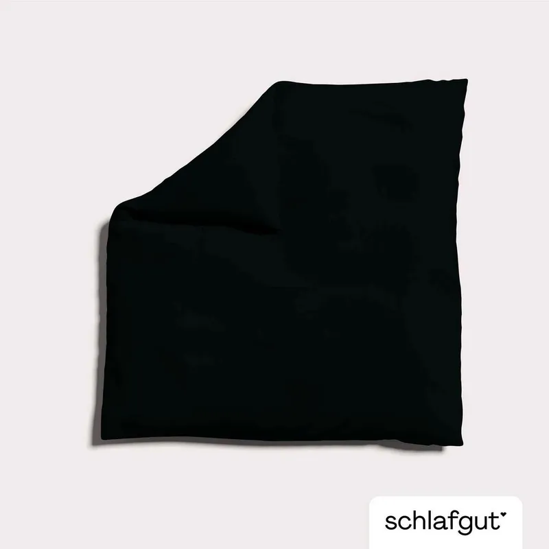 Schlafgut Schlafgut Bettbezug Premium Bettbezug Knitted Jersey (1 St), (1 St), Ton-in-Ton Reißverschluss, Bio-Baumwolle mit Elasthan, Uni, OEKO Tex, Schwarz, – Produktbild 1 von 5