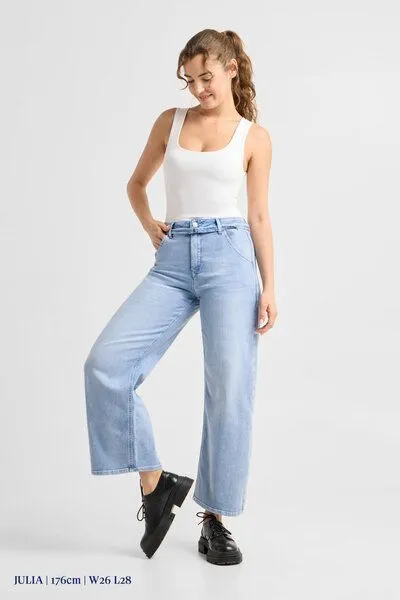 DAWN Damen Jeans BLINK High Waist Wide DAWN Bio-Baumwolle, Light blue, – Produktbild 1 von 5
