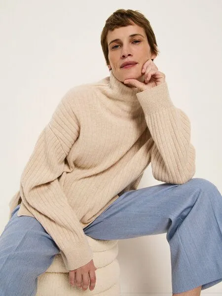 LANIUS LANIUS Rippenpullover, Sahara melange, – Produktbild 2 von 4
