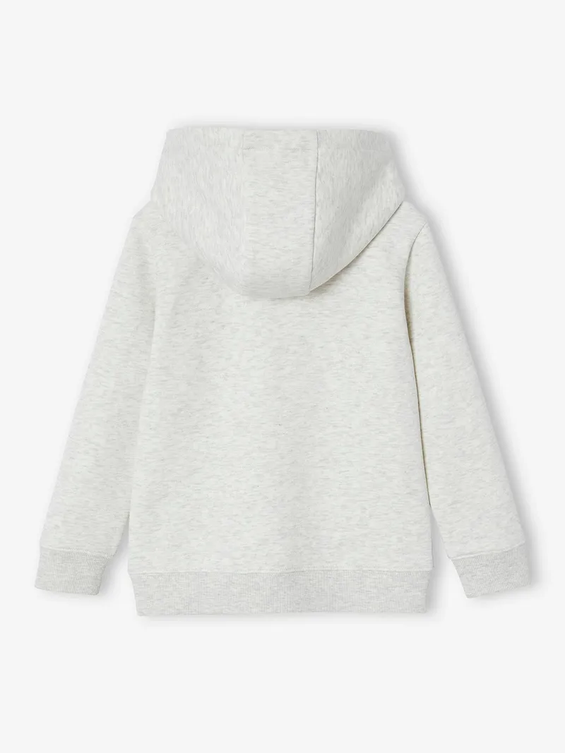Vertbaudet Jungen Kapuzensweatjacke BASIC, Weiß meliert, – Produktbild 2 von 3